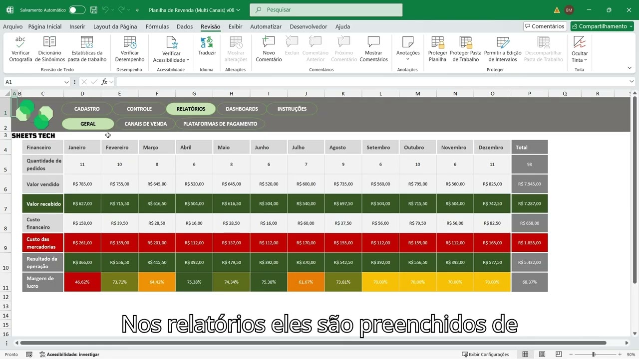 🎯 Planilha de Revenda Multicanais em Excel – Organize e Controle Suas Vendas em Todos os Canais!