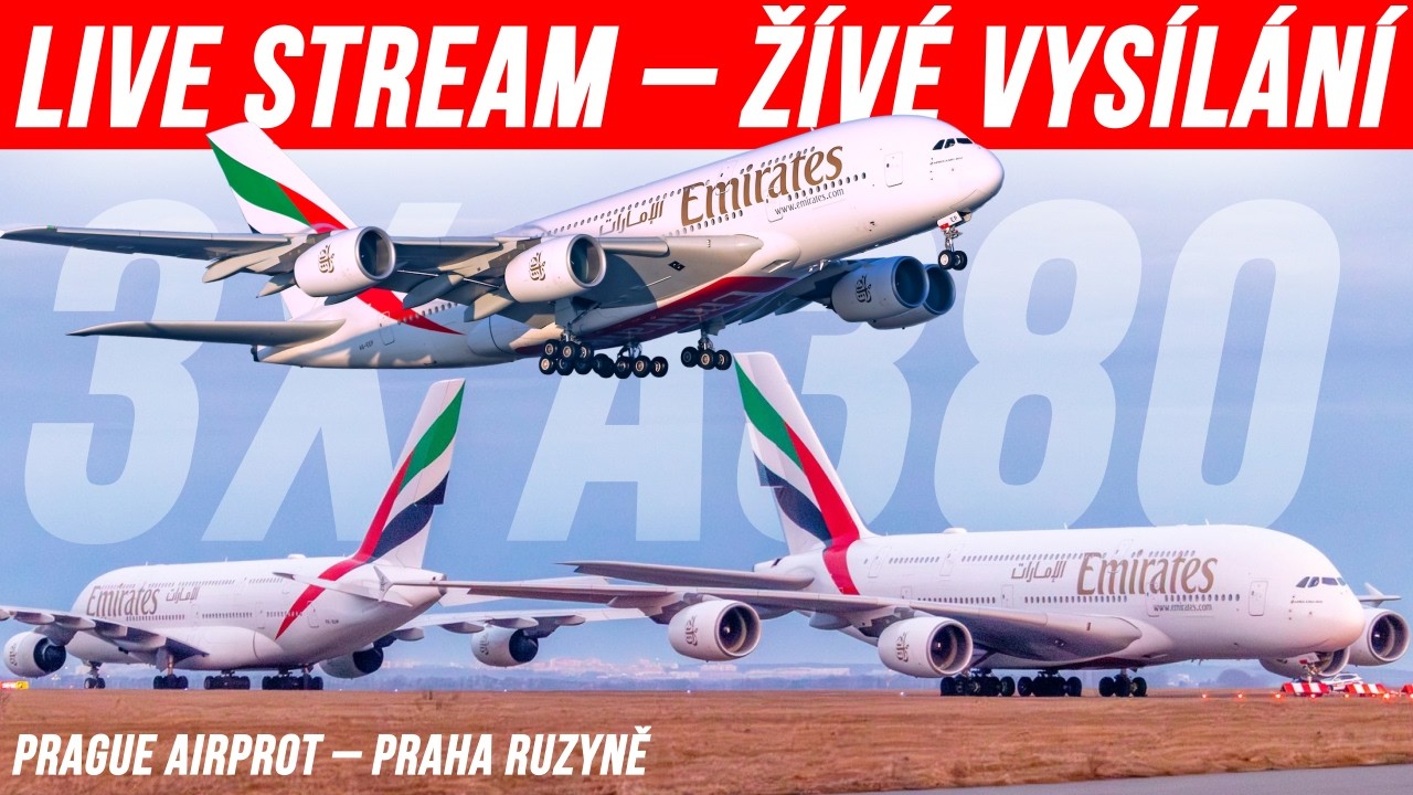 SETKAJÍ SE 3 AIRBUSY A380 V PRAZE? – ŽÍVÉ VYSÍLÁNÍ Z RUZYNĚ