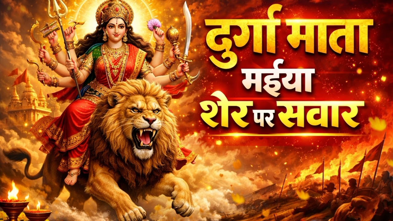 मईया शेर पर सवार नगर नगर होली खेले !! दुर्गा माता हेली गीत 🥰