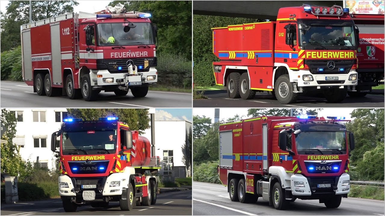 [GROßBRAND in GROßBÄCKEREI! - WERKFEUERWEHR! | Sirenenalarm - Einsatzfahrten in Leverkusen!