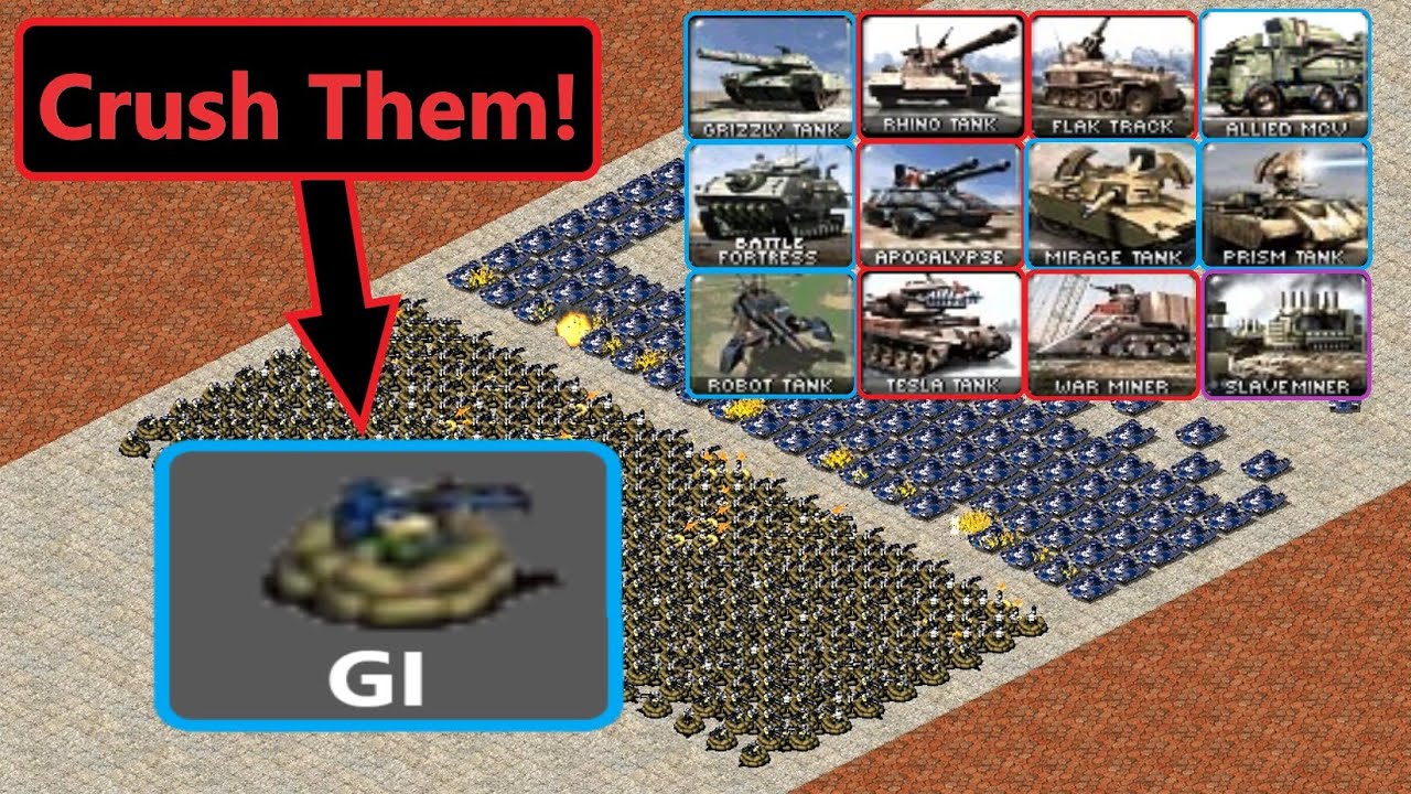 Can tanks crush Deployed Gi's? - Same Cost - Red Alert 2