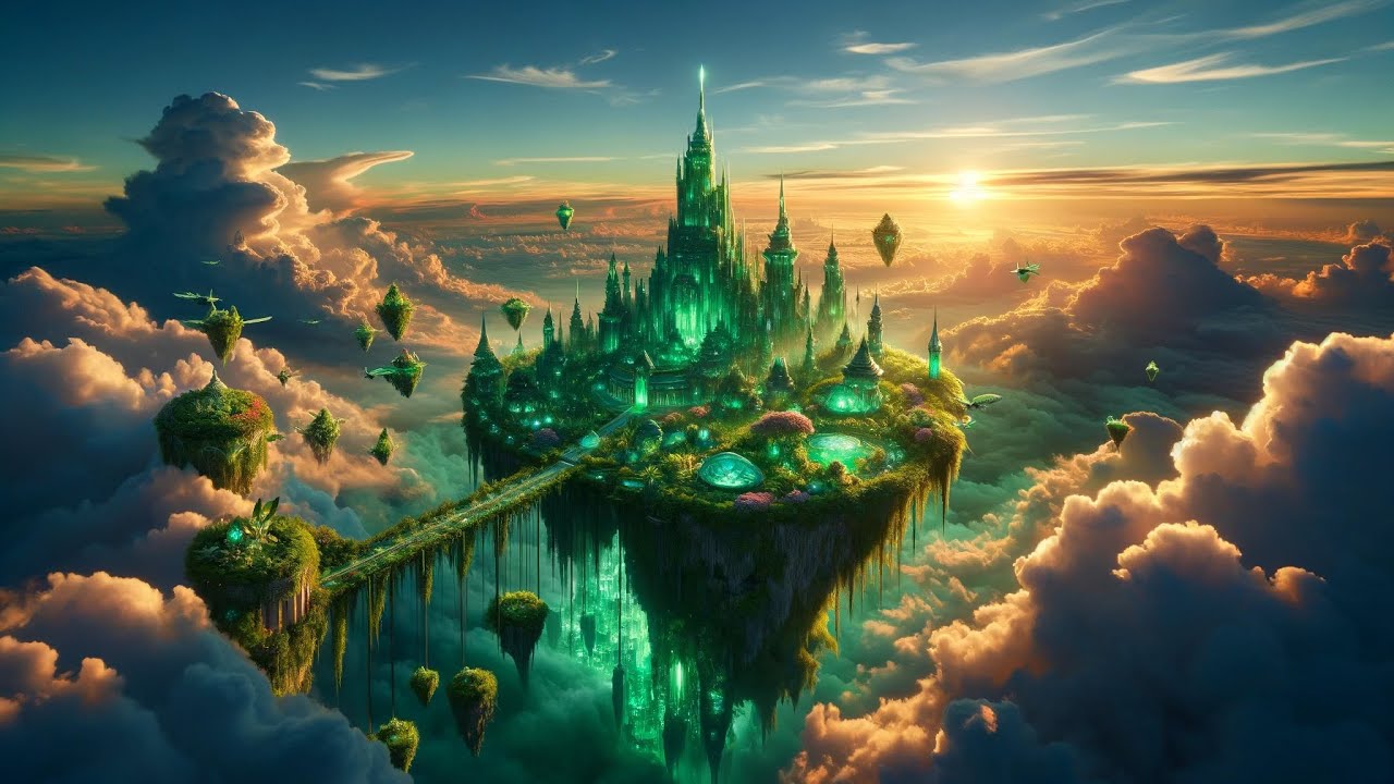 Emerald Castle in the Sky #aiart #dalle3