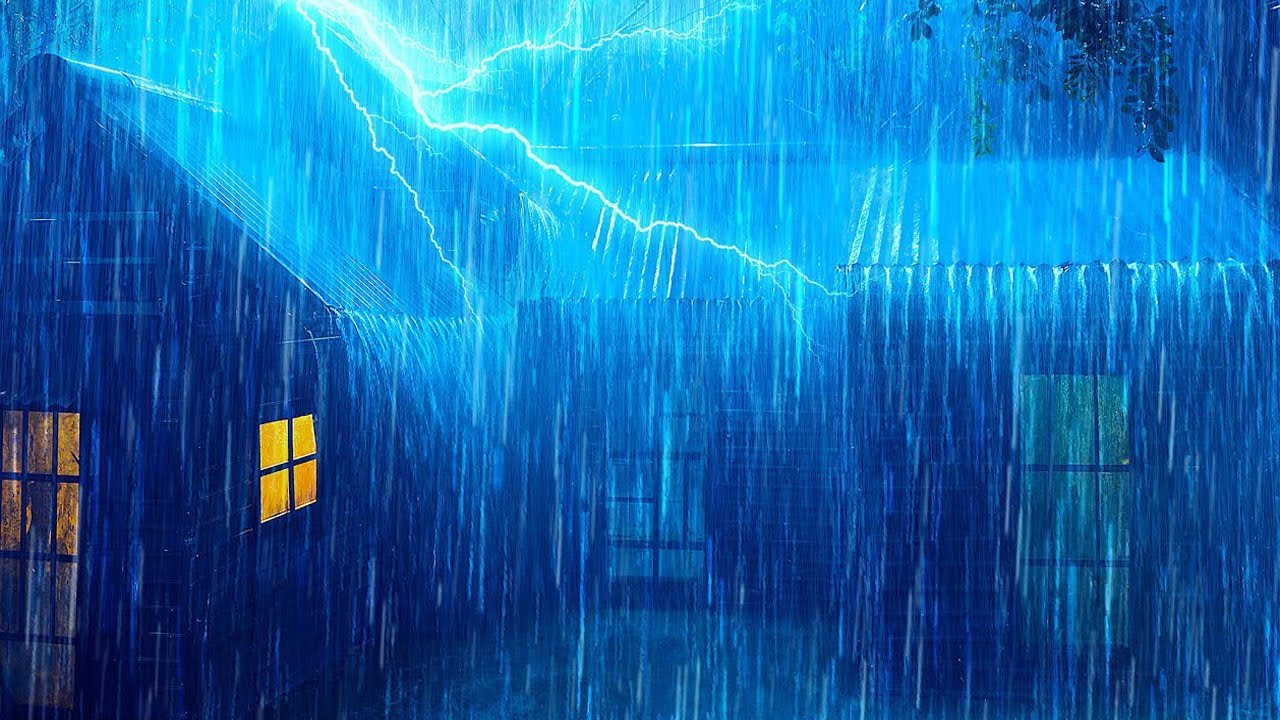 Rain On An Ancient Roof For Sleeping - Deep Sleep With Heavy Rain & Thunder Sound At Night ⛈️⚡
