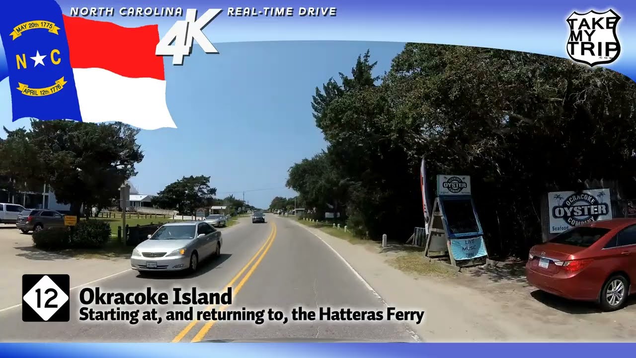 Driving Okracoke Island, in North Carolina's Outer Banks -- scenic drive in 4K