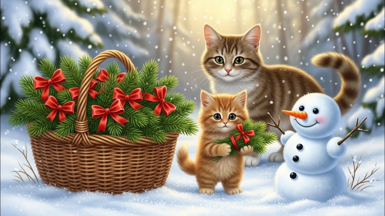 Baby Kitten’s Christmas Sleigh Breaks… Mama Cat Saves the Day 🎄❄️