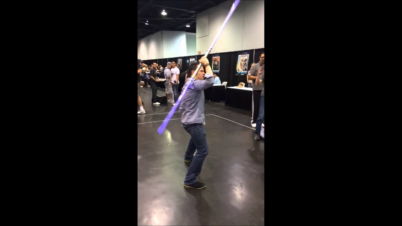 Boba Fett's (Daniel Logan) lightsaber moves at Star Wars Celebration Anaheim 2015