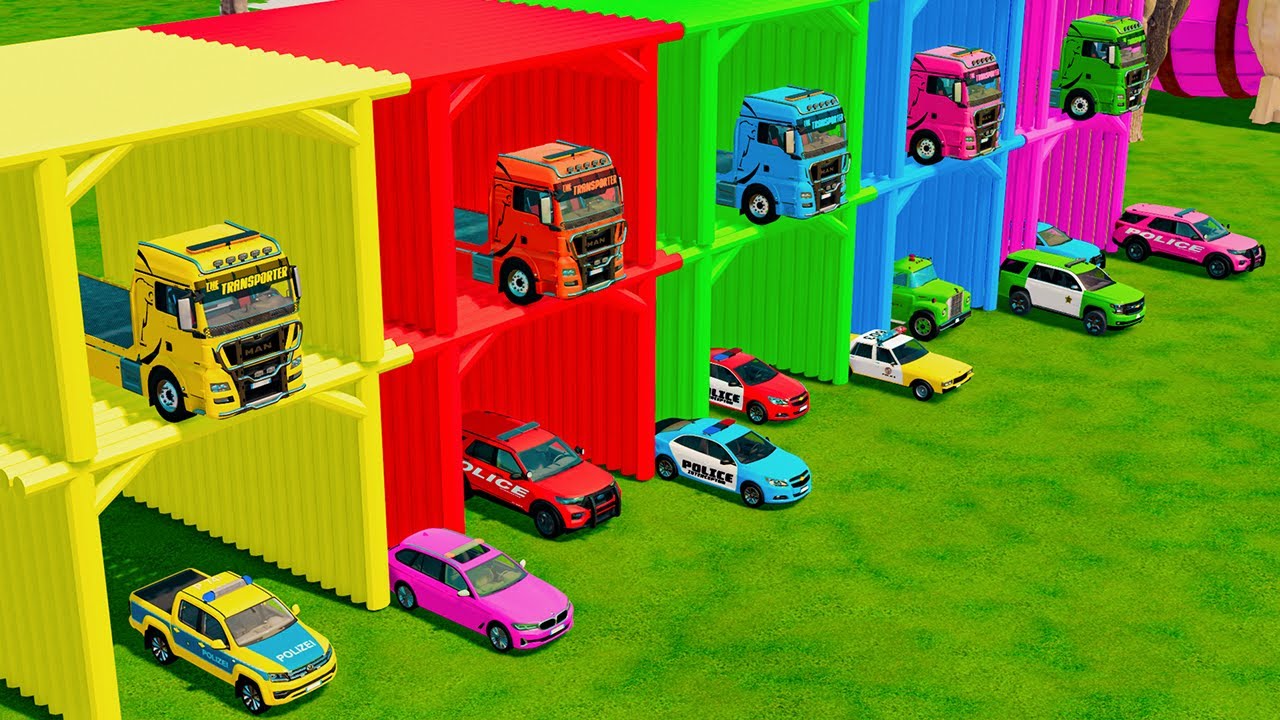 TRANSPORTING ALL POLICE CARS and AMBULANCE EMERGENCY VEHICLES WITH MERCEDES POLICE TRUCKS ! FS22