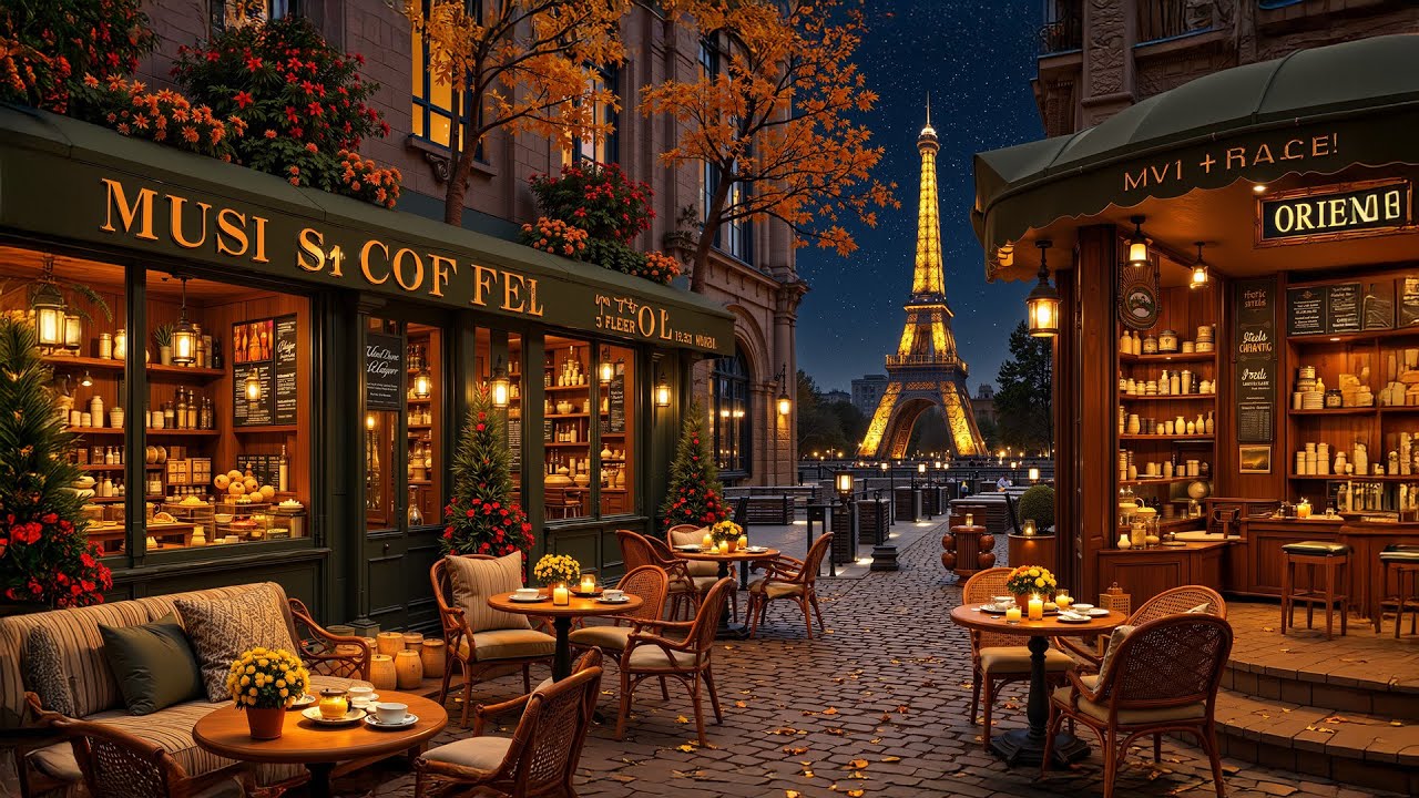 Romantic Paris Café Jazz on the Street ☕ – Light Jazz with an Eiffel Tower View for a Peaceful Mood