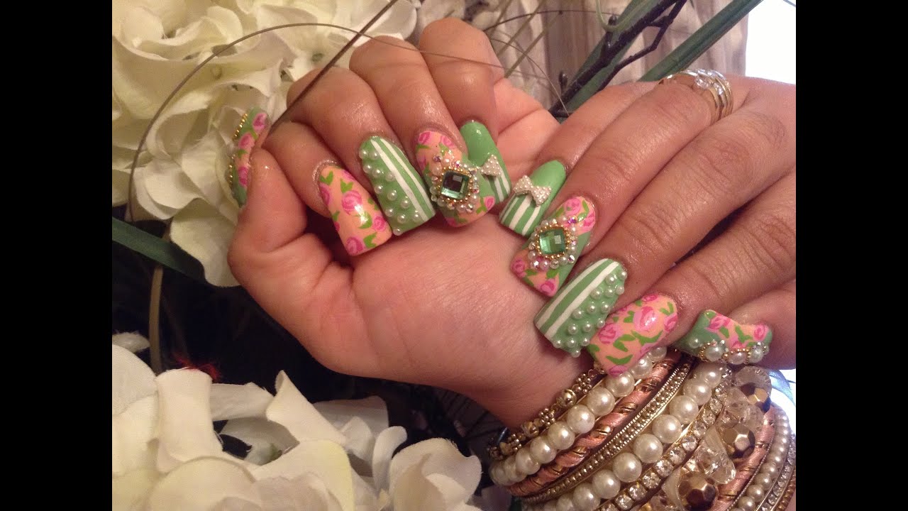 Uñas Acrilicas: Diseño Vintage -Estilo Sinaloa