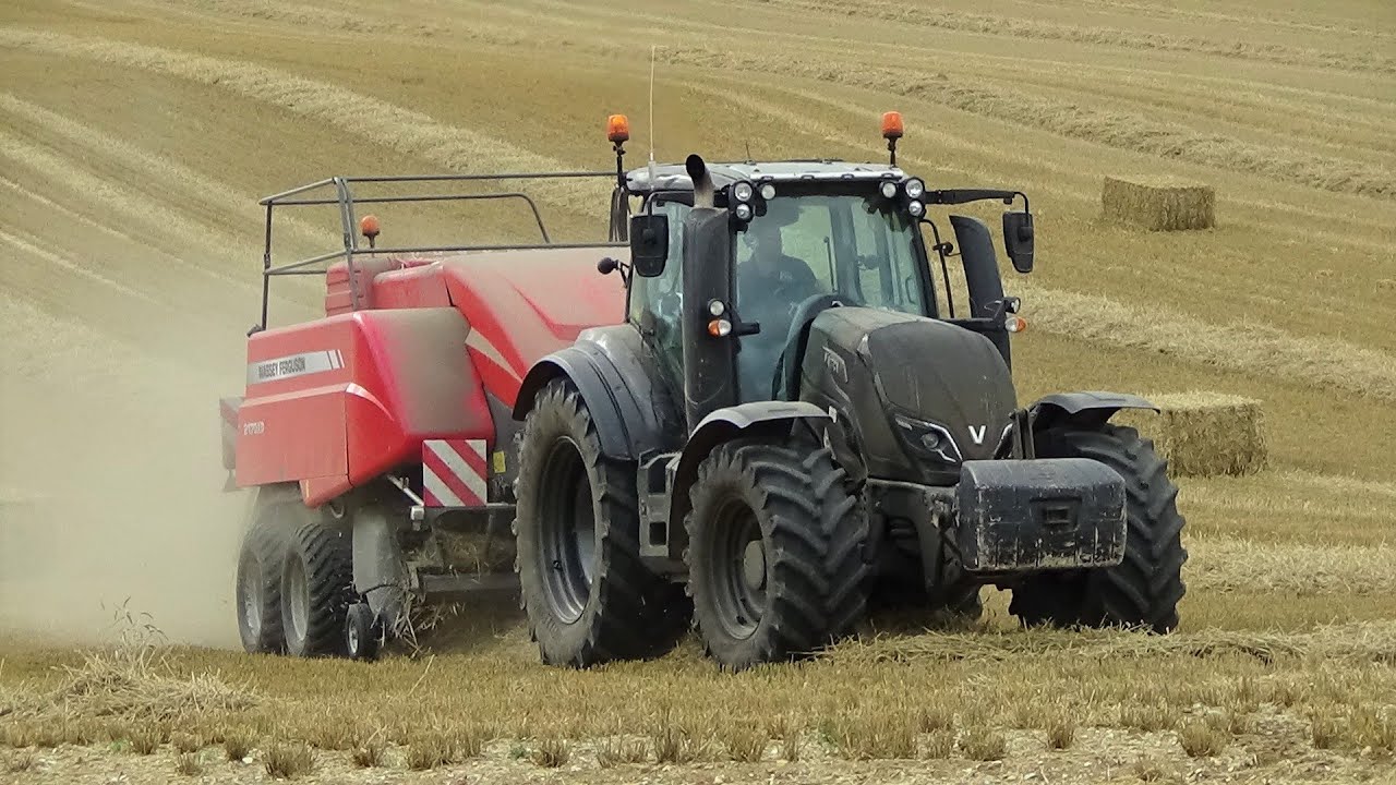 Harvest 2021 - Baling Straw with Black Valtra T174 & Massey Baler