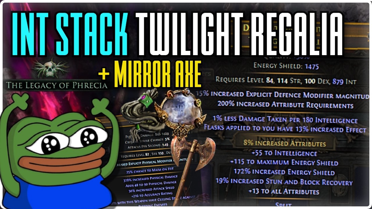 MIRROR CRAFTING INT STACK TWILIGHT REGALIA IN PHRECIA + BONUS MIRROR AXE RECOMB  - Path of Exile 1