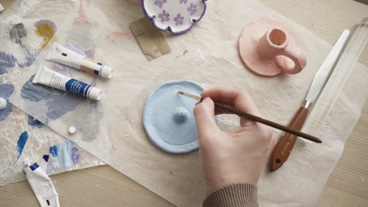 making cute Air Dry CLAY home decor☁️