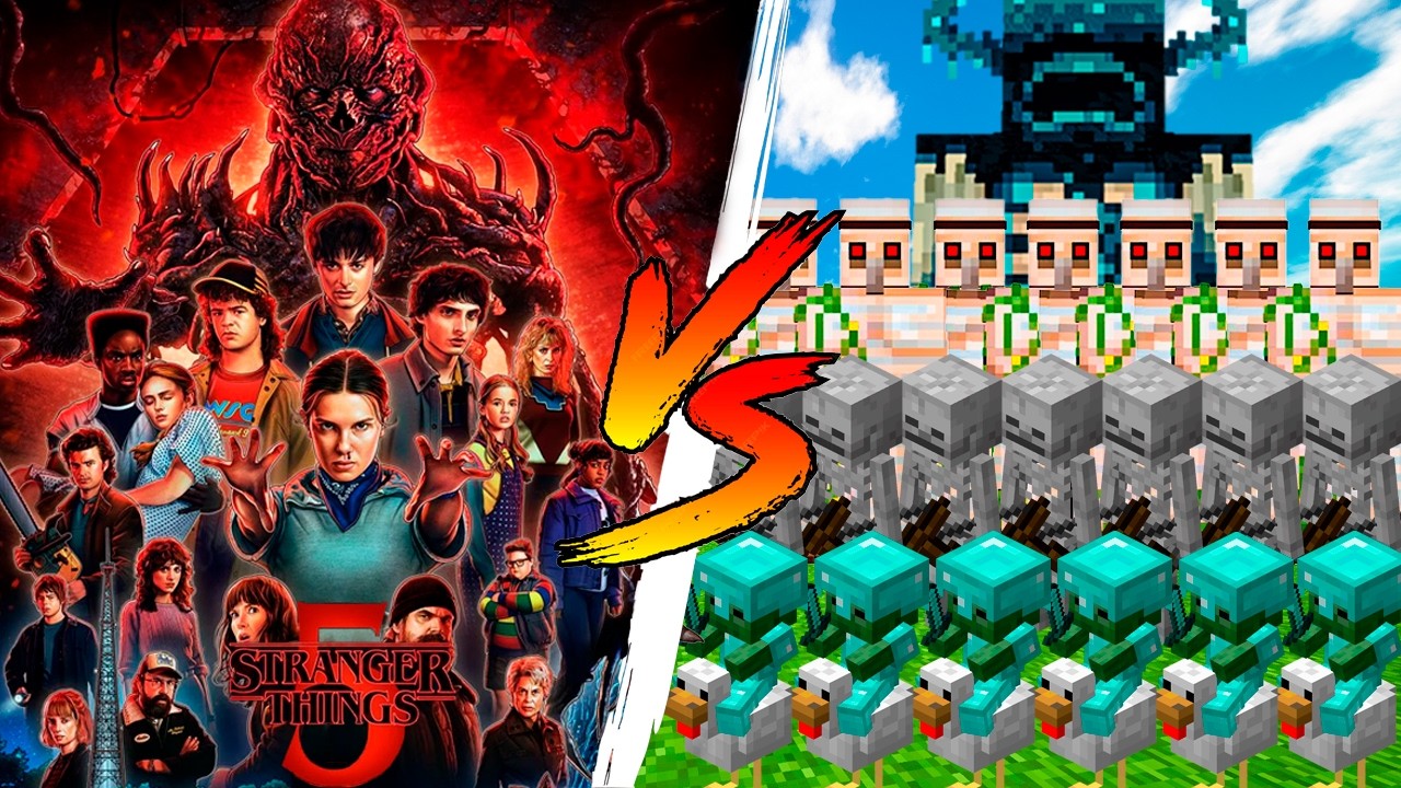 STRANGER THINGS vs MINECRAFT army (vecna vs warden) - mob battle