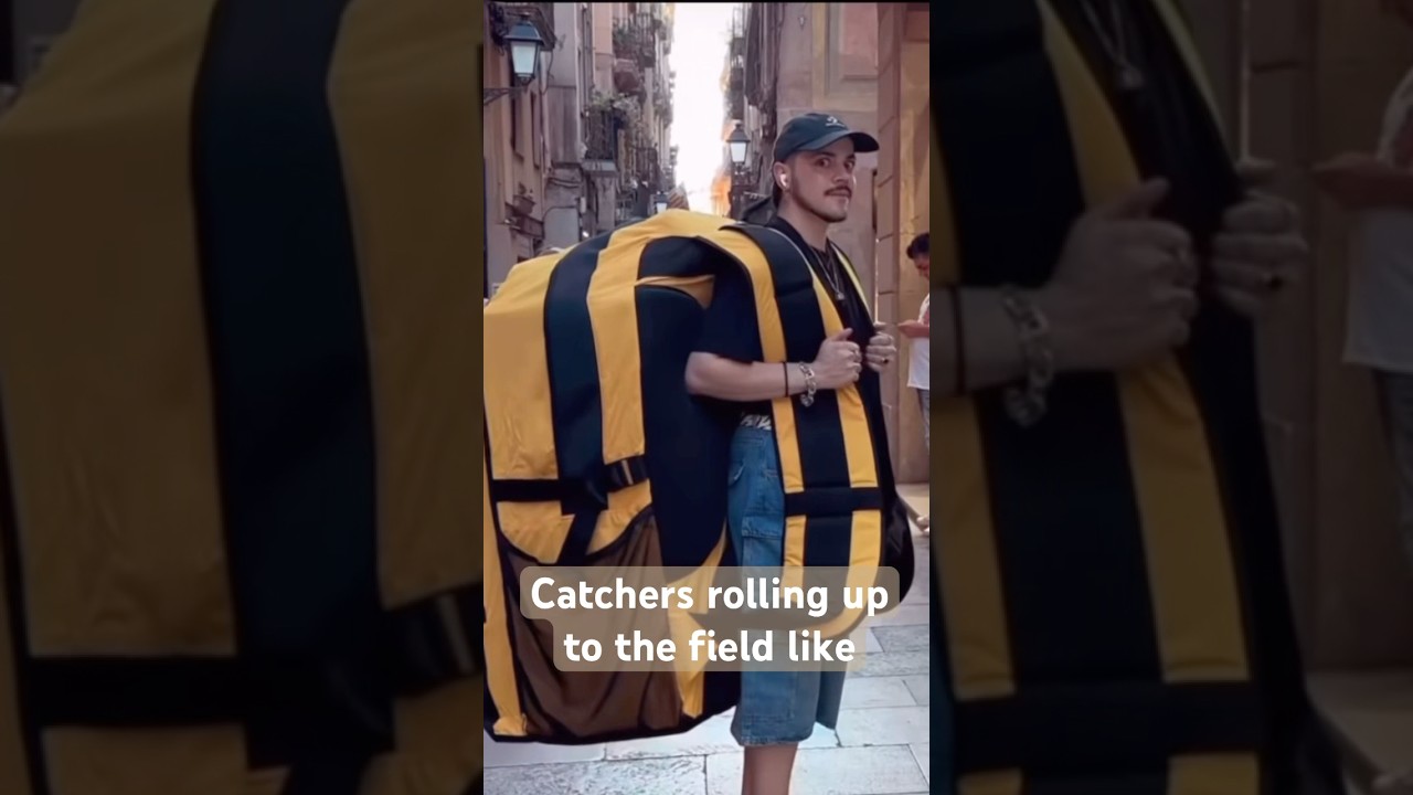 Catchers rolling up to the field like&hellip; 😎#baseball #baseballfun #catcher #funnyvideo #funnyshorts