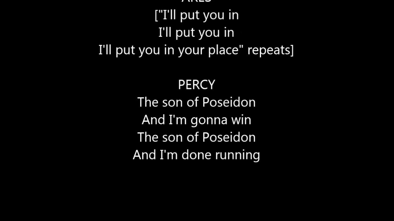 the lightning thief musical- son of poseidon- lyrics