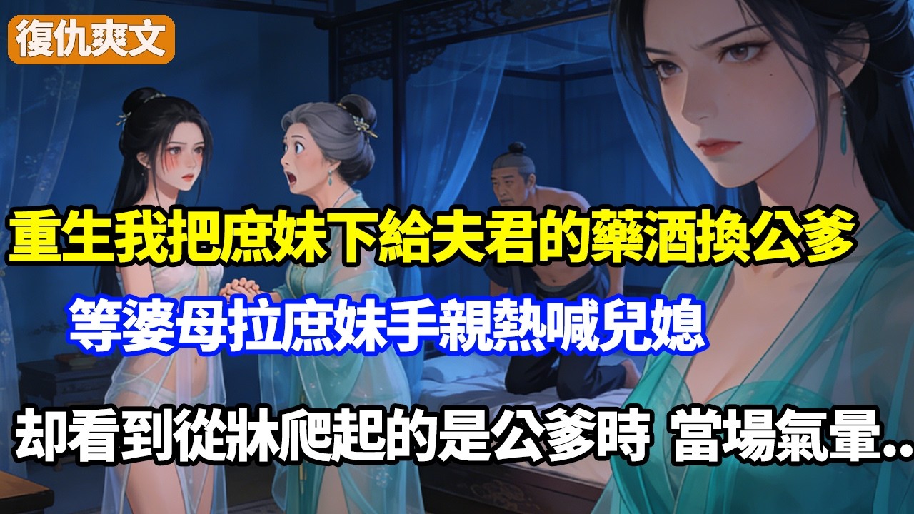 重生我把庶妹下給夫君的藥酒換公爹，等婆母拉庶妹手親熱喊兒媳，卻看到公爹從牀上爬起時，當場氣暈