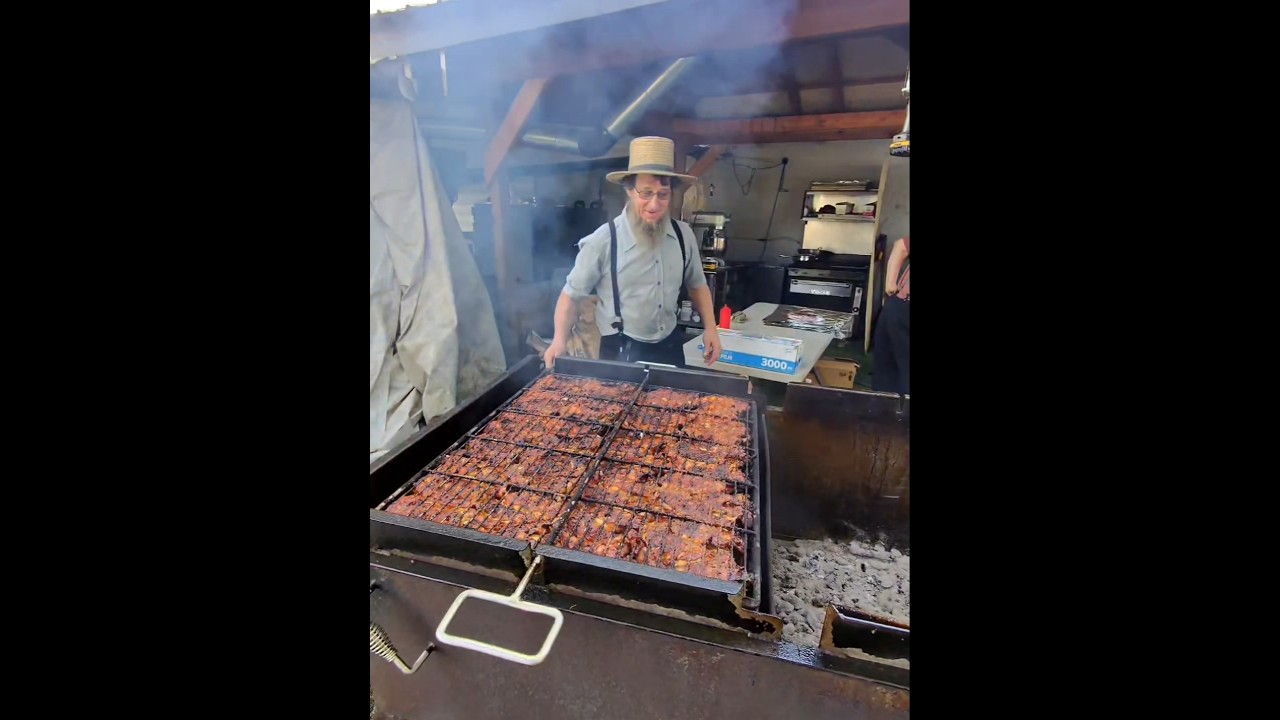 Eating A Full Rack of Amish BBQ Ribs at 9AM 🔥 #amish #bbq #bbqribs #farmlife