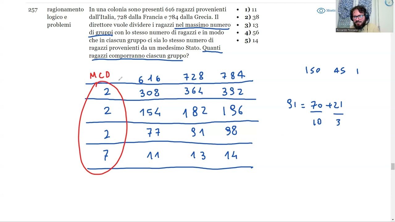 Maggio 2024 | Logica n° 257 | In una colonia sono presenti 616 ragazzi provenienti dall'Italia, 728…