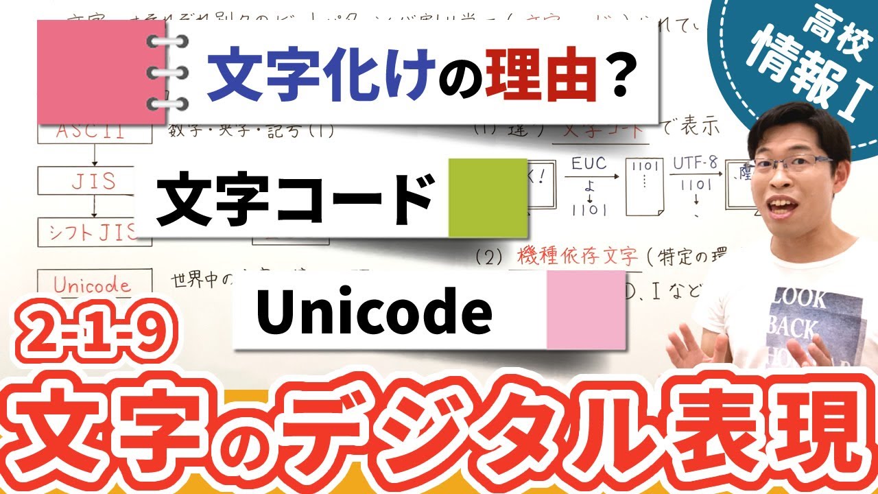 文字コードとは何かから文字化けの原因と直し方まで一気に理解しよう【情報I基礎】2-1-9 文字のデジタル表現