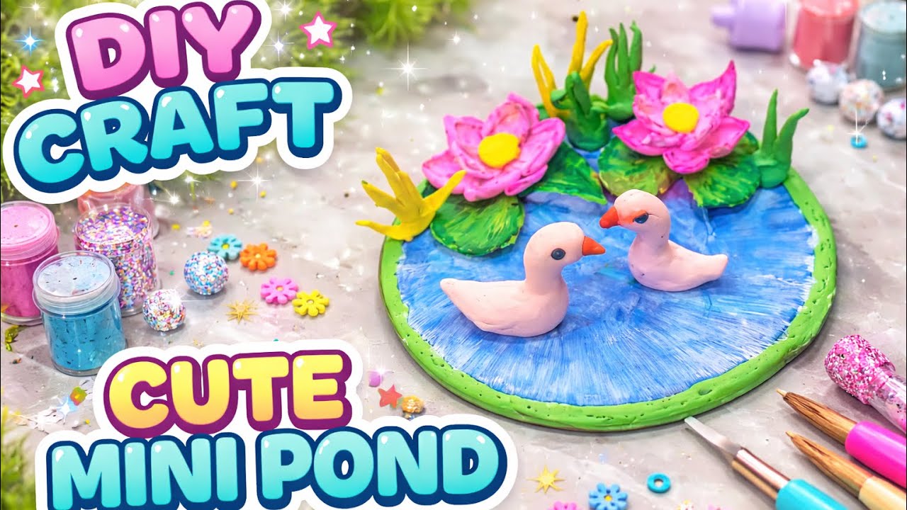 Diy clay lotus pond for beginners || step by step clay art work for beginners || #diy #claycrafts ||