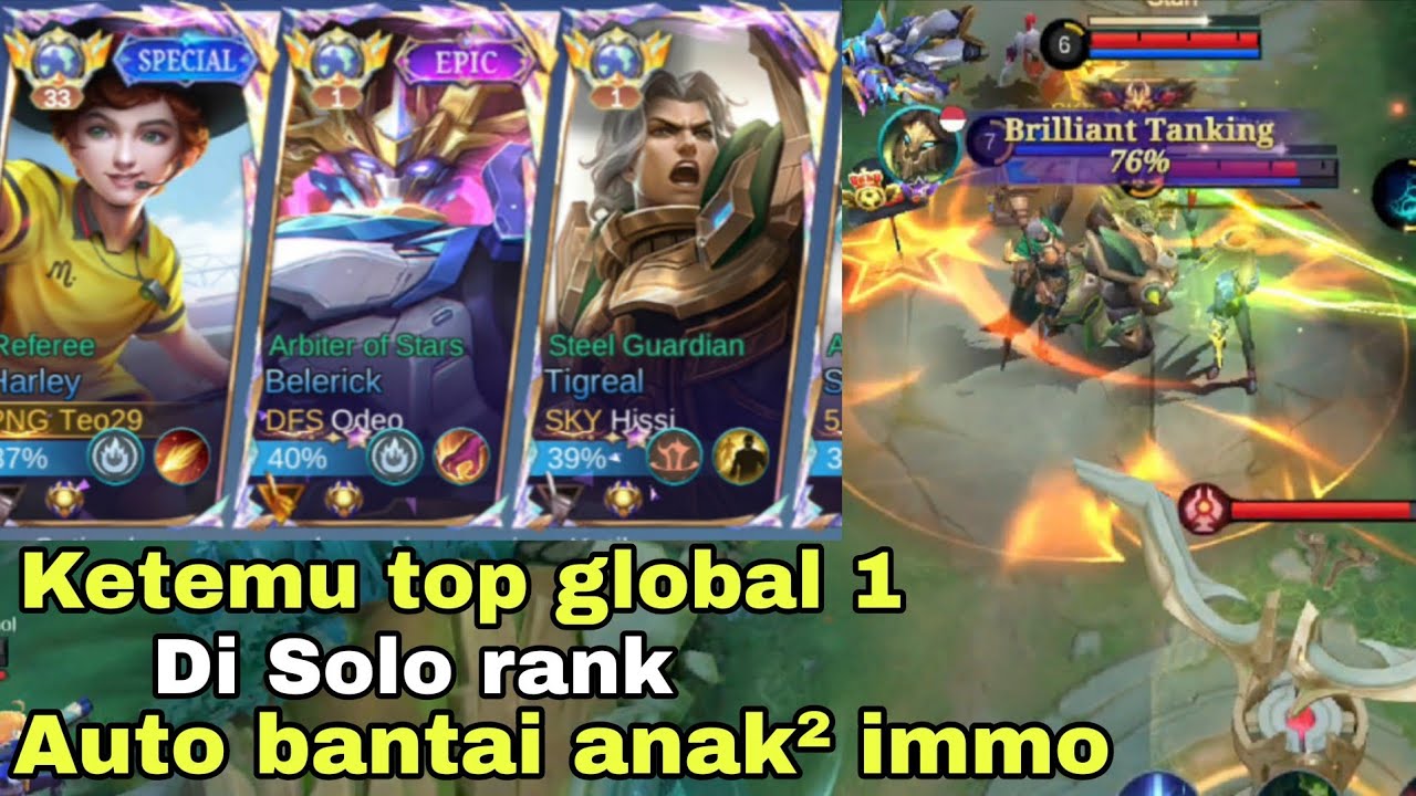 MOMEN TOP GLOBAL HARLEY KETEMU PARA TOP GLOBAL 1 DI SOLO RANKED