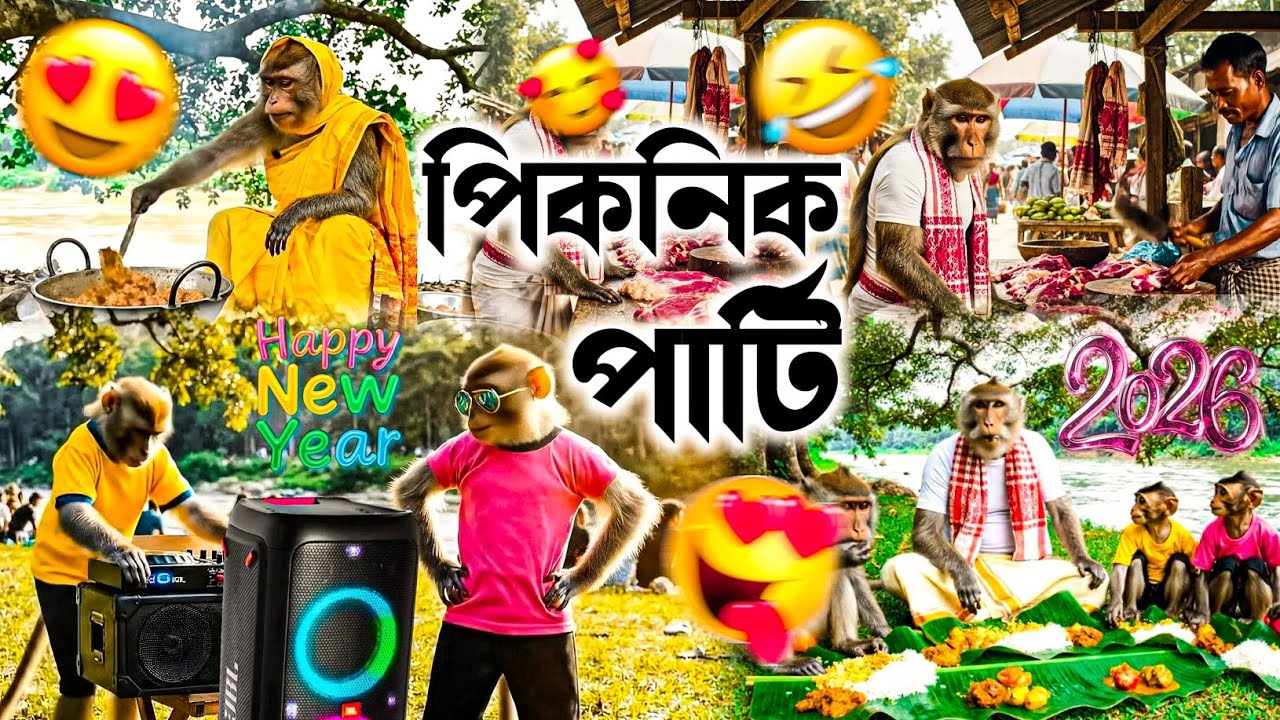 1 জানুৱাৰীৰ খানা 😋🥰 | New Year Party 2026 | Deka Bandor | #newyear #party #vlog #funny 