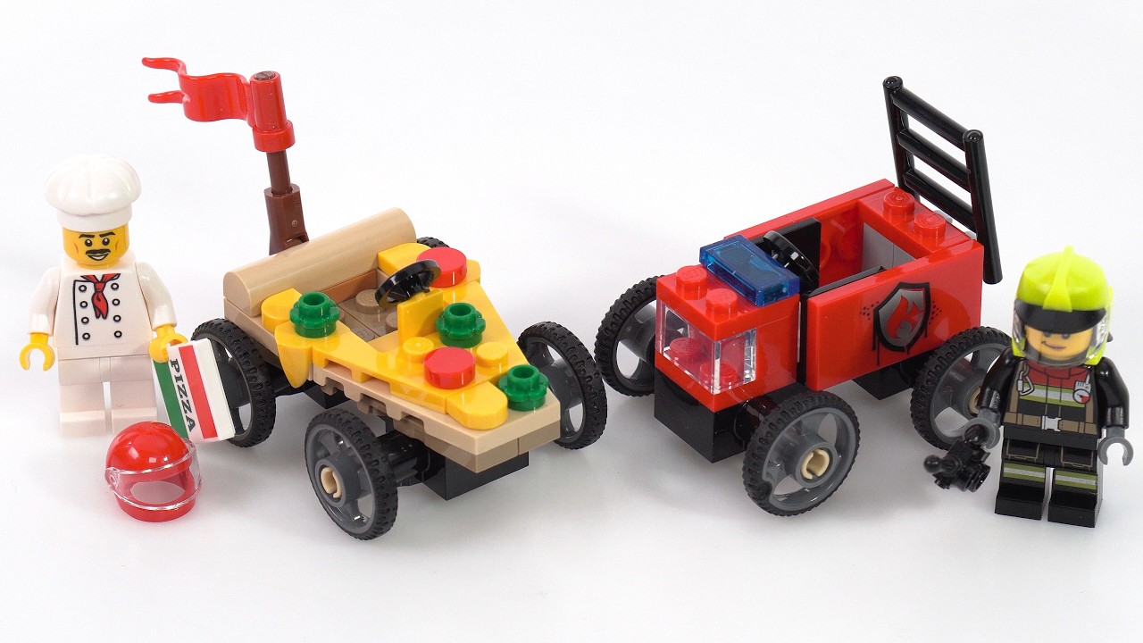 LEGO City Pizza vs Fire Truck review! Soapbox derby on the cheap #NotSponsored 60458
