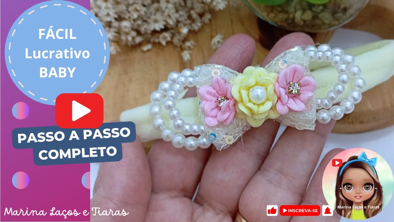 Passo a Passo de Laço de Pérola na Faixinha de Bebê Iniciantes #comofazerlacos #pap #diy #laco #laço