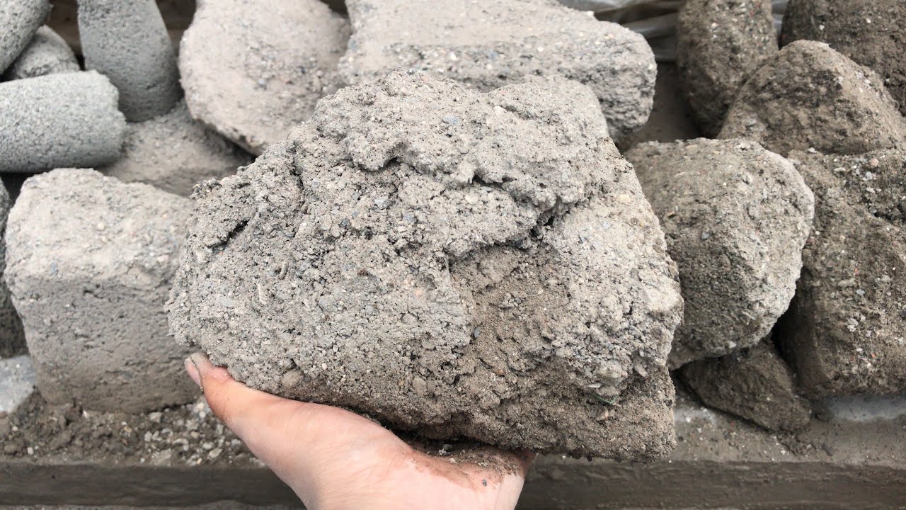 New crumbling video of grainy black concrete dry floor crumbling on wet place 🔥
