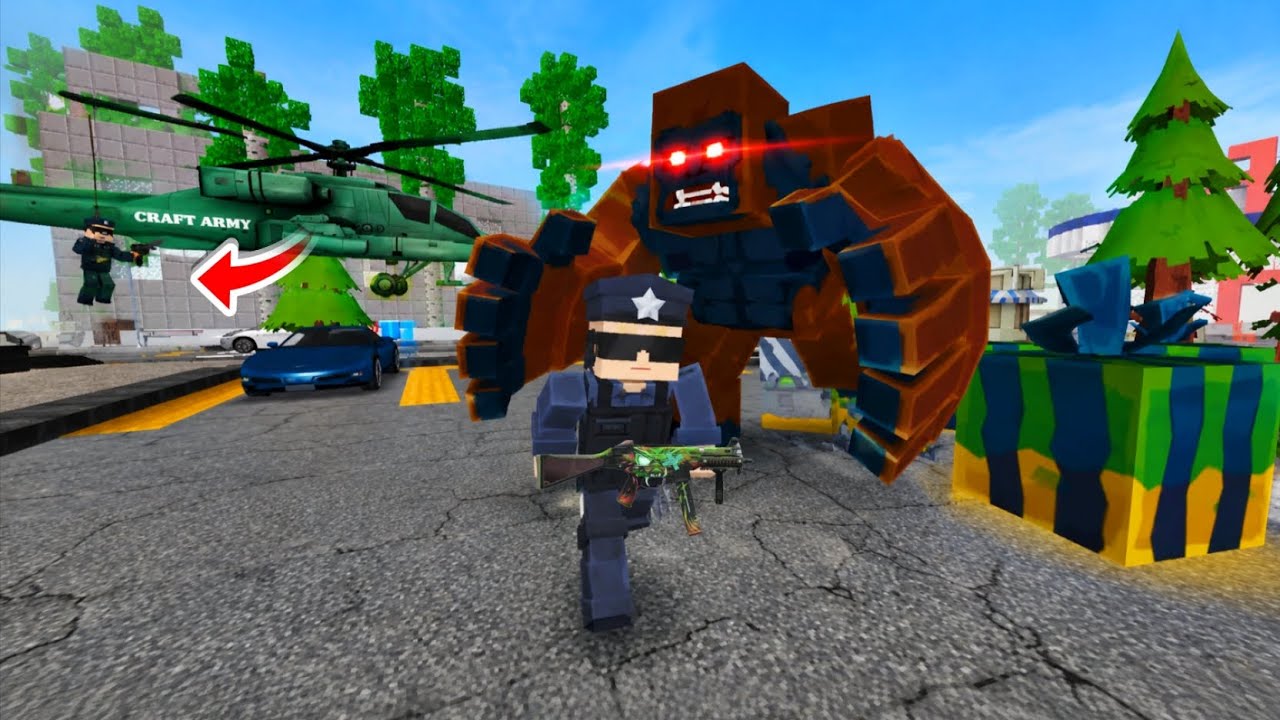 KING GORILLA VS POLICE TEAM SURVIVAL CHALLENGE IN PARTY CRAFT - SCHOOL PARTY CRAFT 