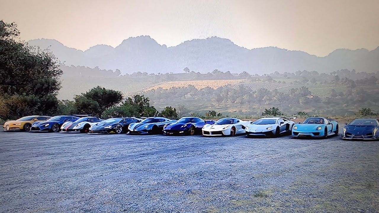FH5 drag race 918 spyder Veneno Aventador SV Laferrari Huayra Regera Centenario Zonda 5 TS-RS Chiron