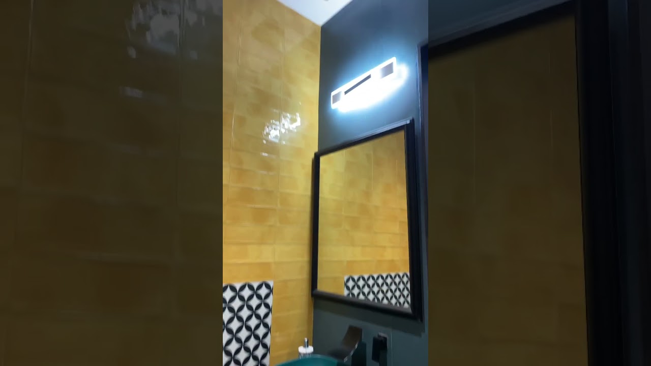 A bathroom done with a dresser #bathroomdesign #farmhouse #mirror ror