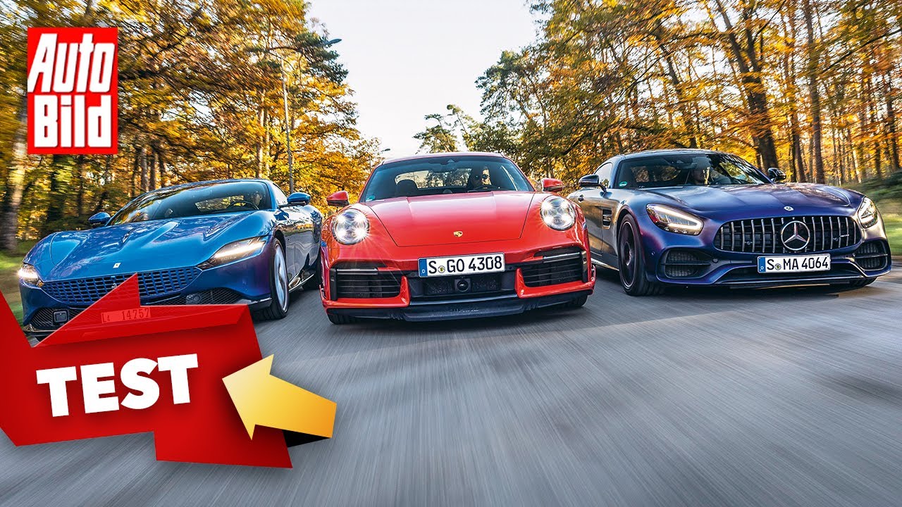 Porsche 911 Turbo vs. Ferrari Roma & Mercedes-AMG GT C (2021) | Der Test mit Christoph Richter