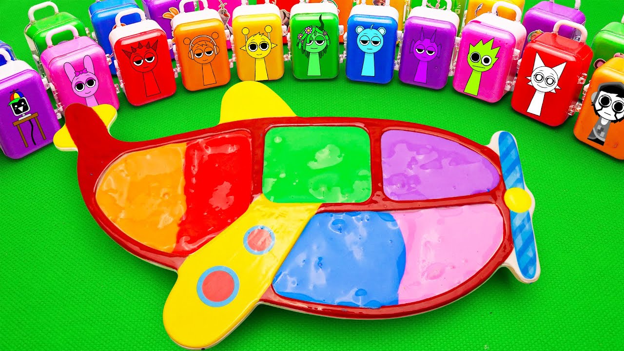 Satisfying ASMR | Make Rainbow Fat Plane Bathtub by Mixing SLIME in Rainbow Suitcases CLAY Coloring