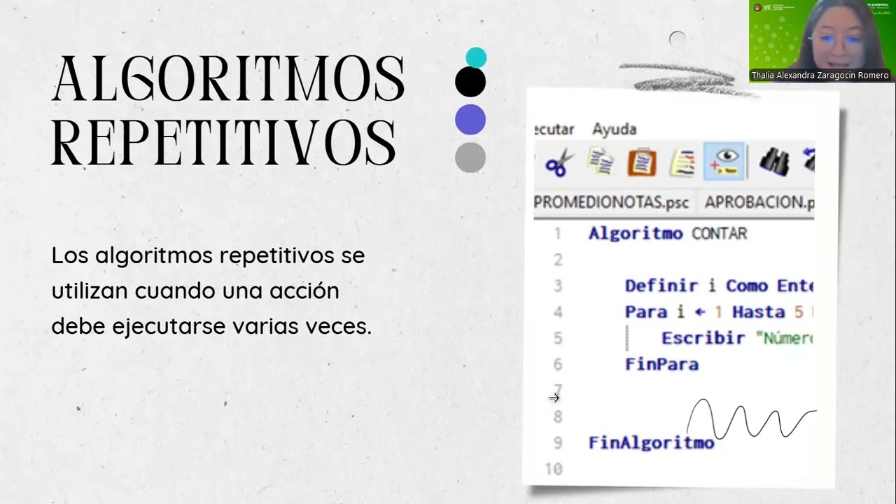 Video explicativo  de algoritmos secuenciales, repetitivos  y condicionales