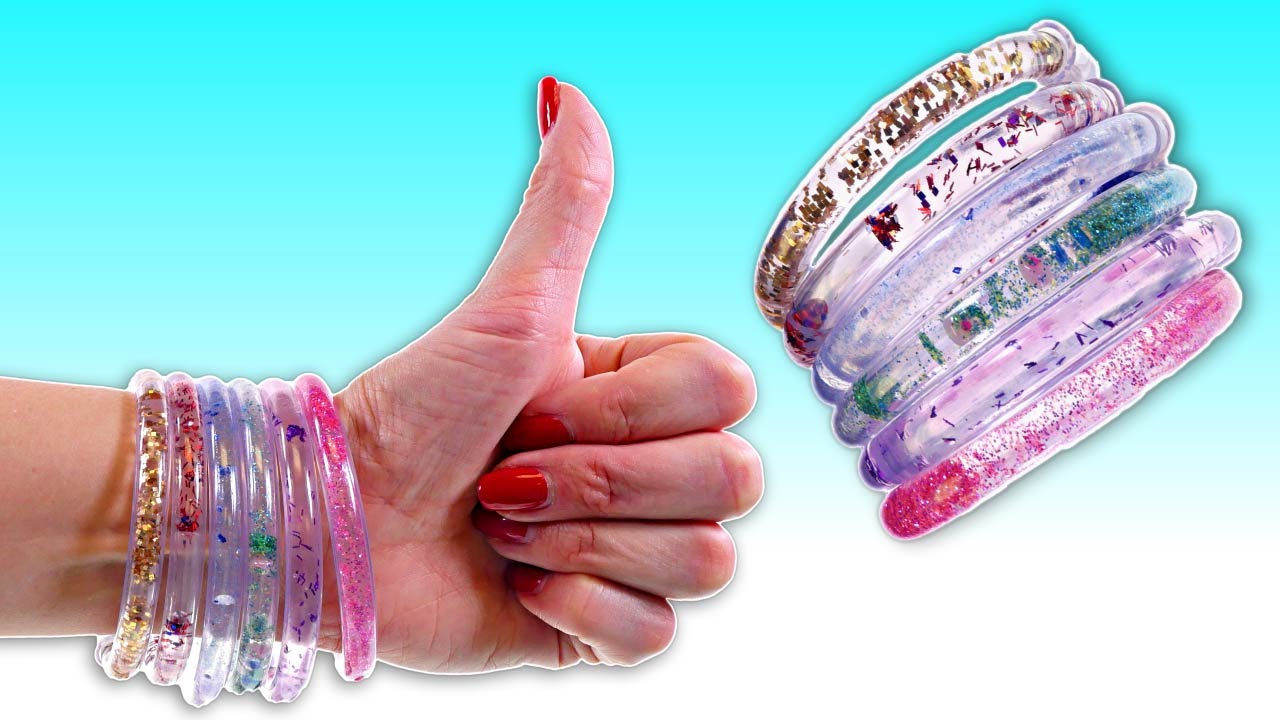 How To Make Aqua Sparkle Glitter Bracelets | Fun DIY Crafts Projects for Kids with DCTC
