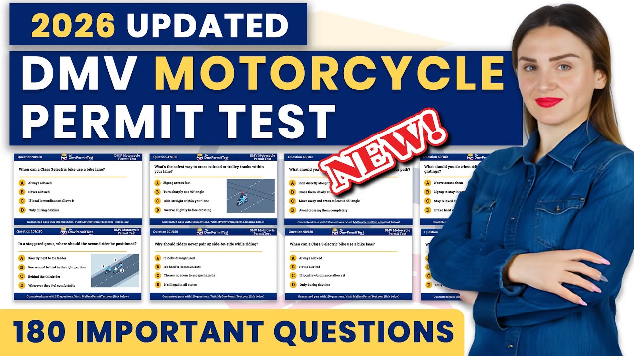 DMV Motorcycle Permit Test 2026 – Motorcycle Written Test Practice | 180 Real Questions