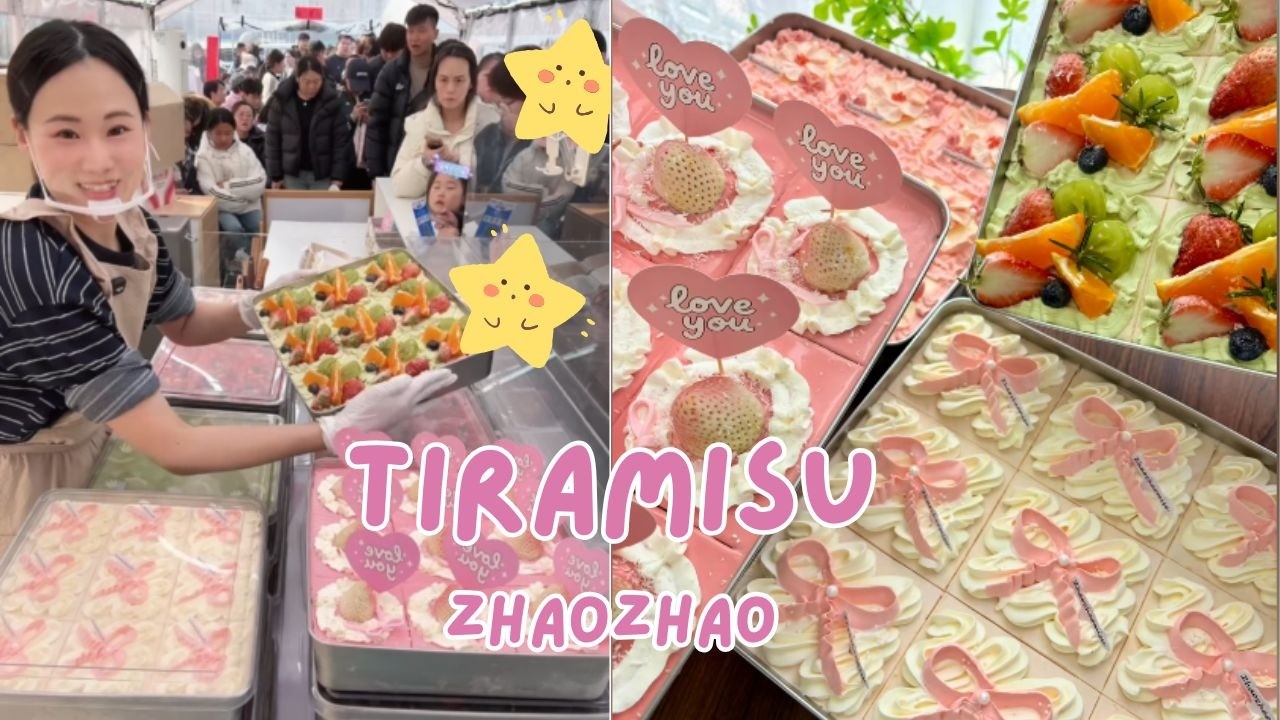🔴Live🔴How long did Zhao Zhao need to sell out 100 trays of tiramisu?03142026 - #chinafood  #tiramisu