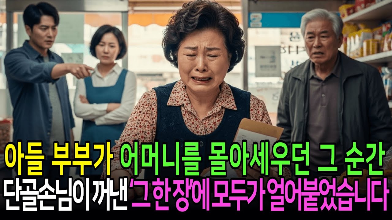 아들 부부가 어머니를 몰아세우던 그 순간 단골손님이 꺼낸 '그 한 장'에 모두가 얼어붙었습니다