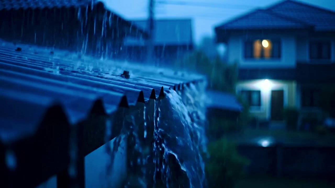 Serene Downpour on Tin Roof: Midnight Rainfall Echoing Softly in the Quiet Dark 268 HD