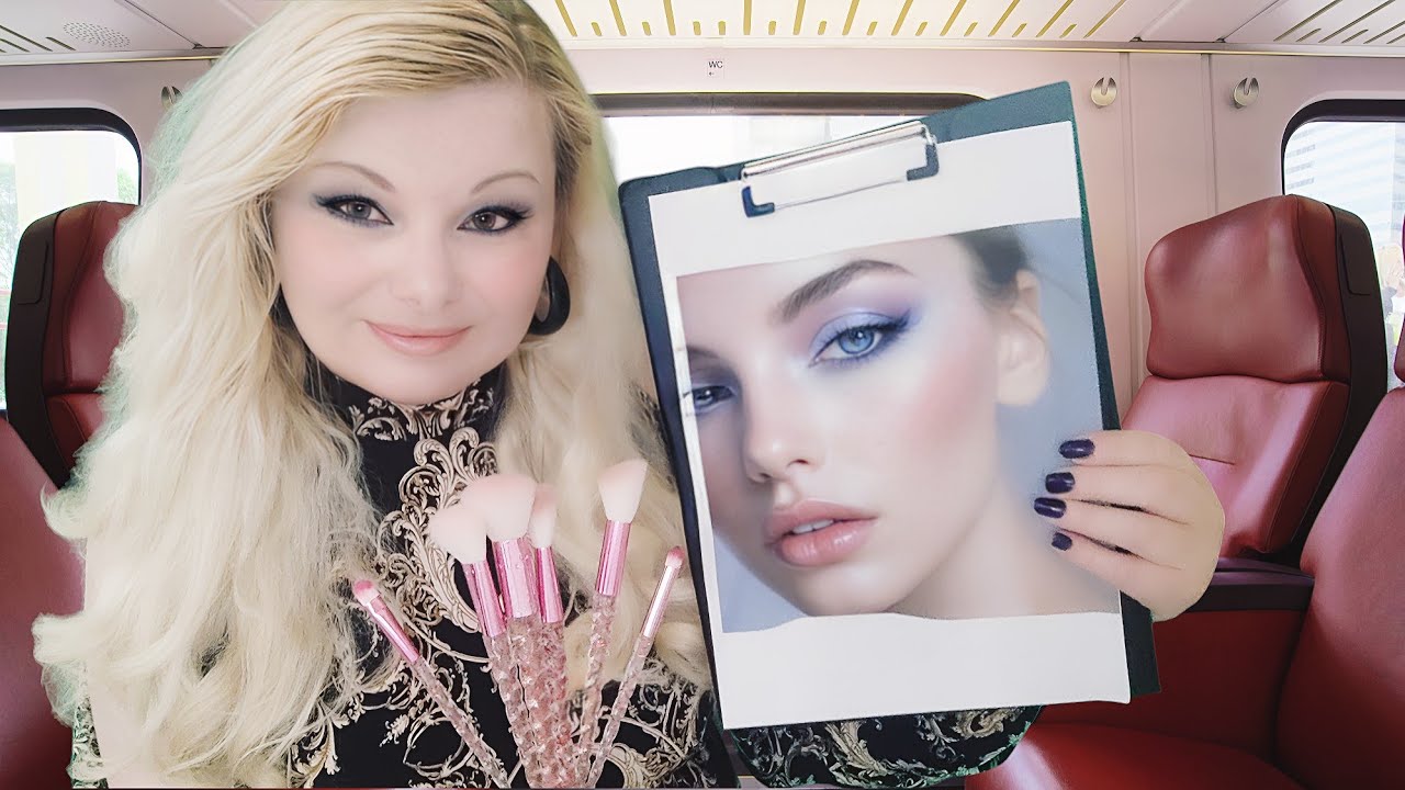 ASMR MAKEUP CONSULTATION 🚂The lady on the train does your prom makeup roleplay