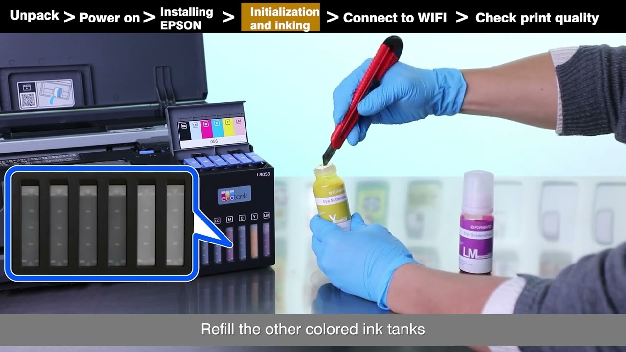 Ink Installation Operation of 3D Sublimation Heat Transfer Printer Epson L8050/L8058丨Forward
