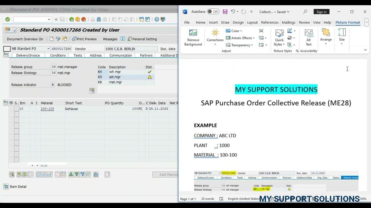 Коллективный выпуск SAP PO | Код SAP ME28 T | Процесс выпуска в SAP MM