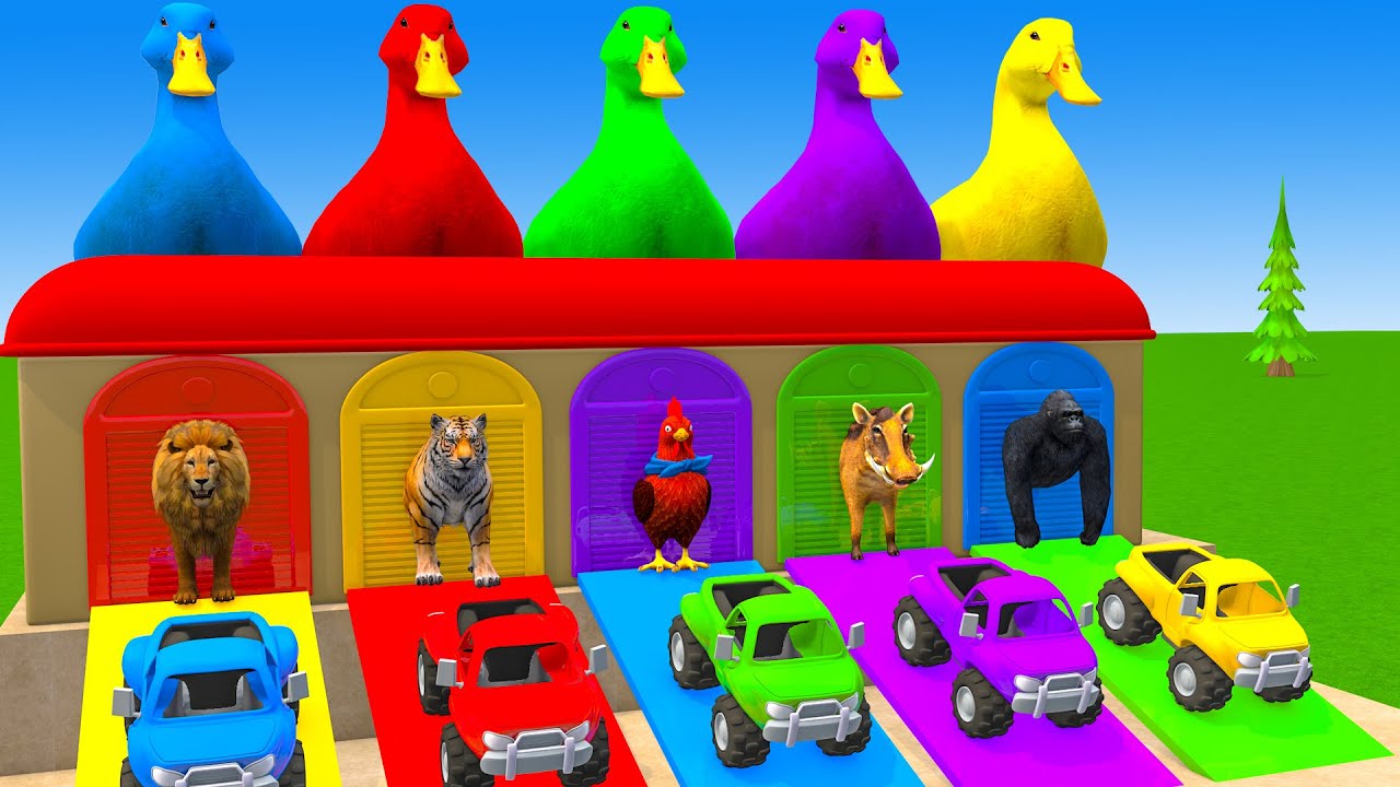 Long Slide Game With Cow Elephant Gorilla Hippopotamus Tiger 3d Animal Game Funny 3d Animals