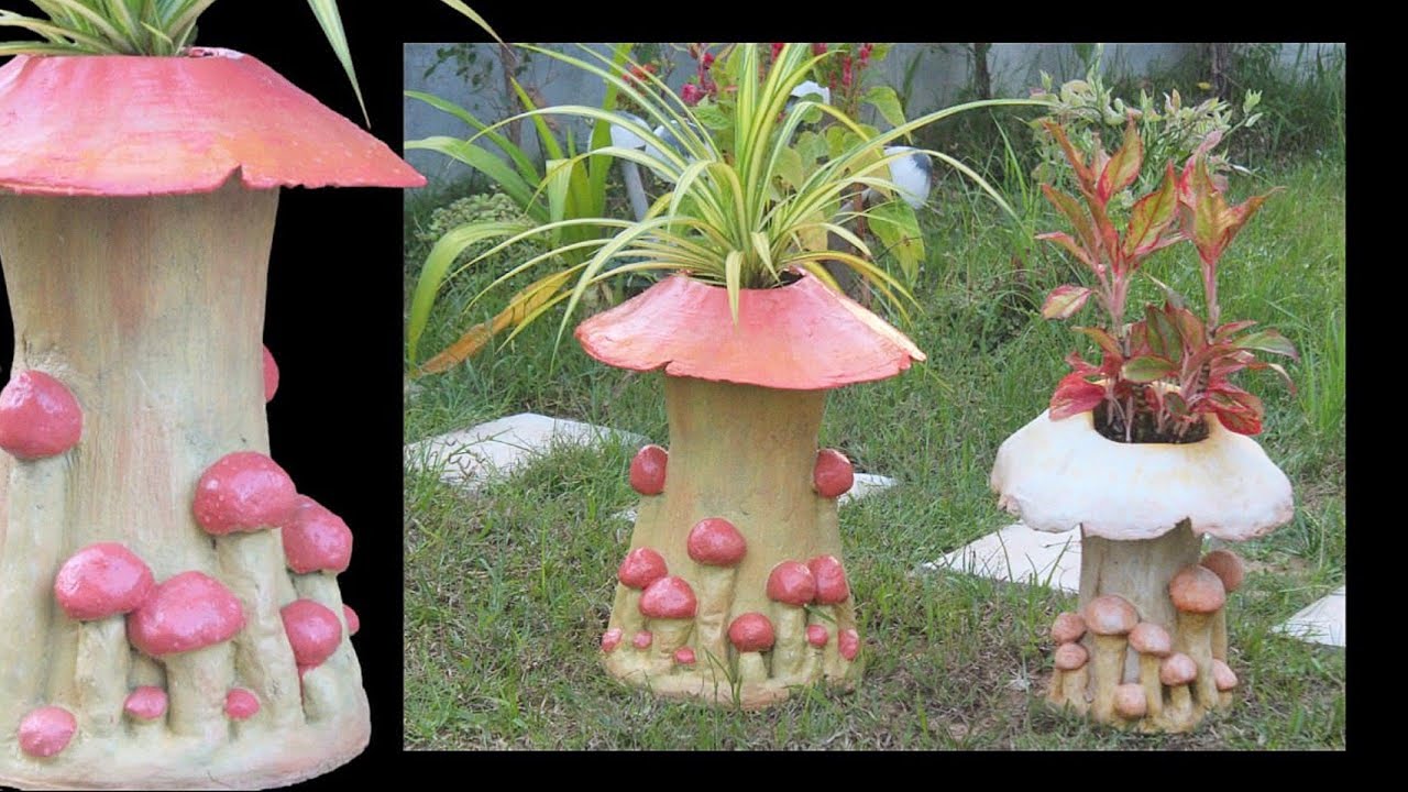 How to make a beautiful mushroom pot for the garden