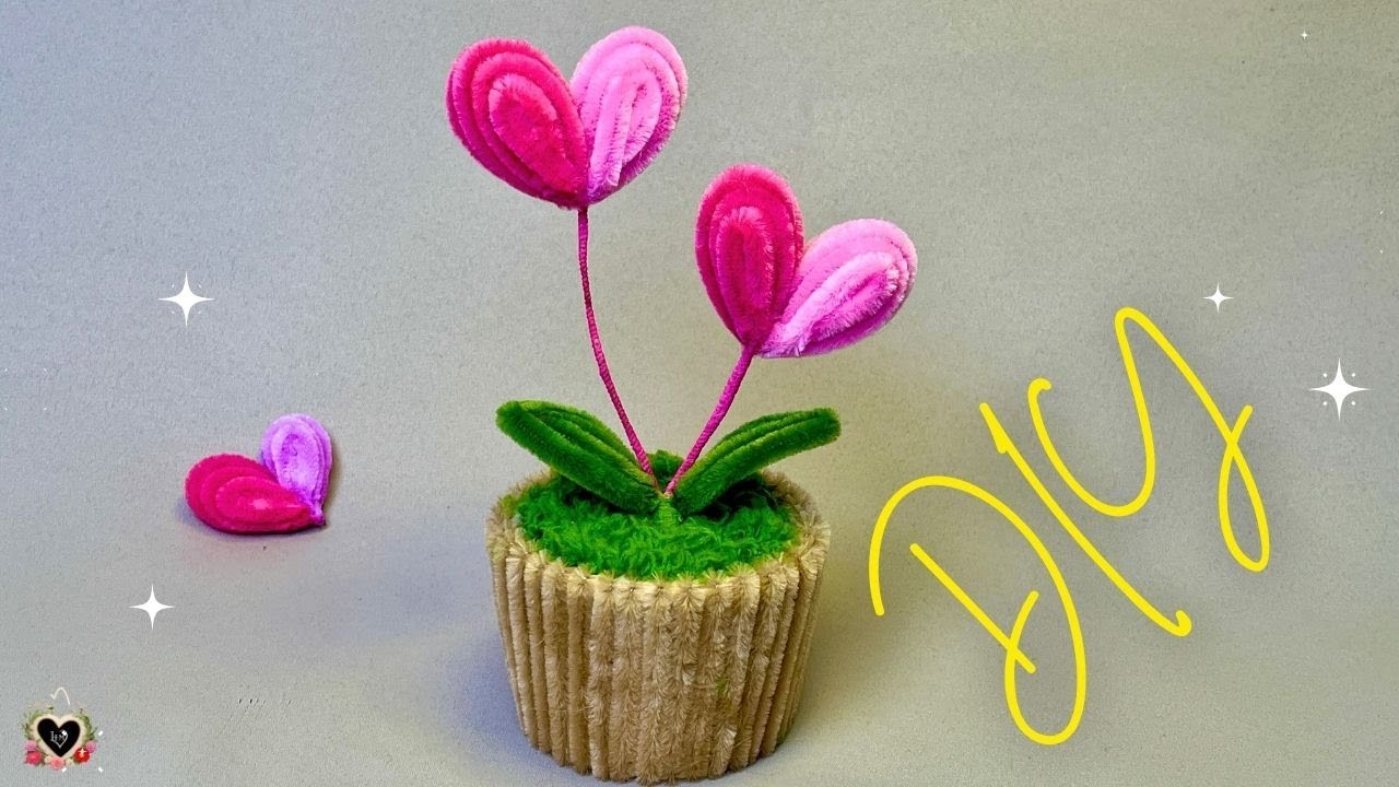 💕Pipe Cleaner Heart💕 So cute, how to make Colorful Heart Pots from Pipe Cleaner | Fuzzy Wire