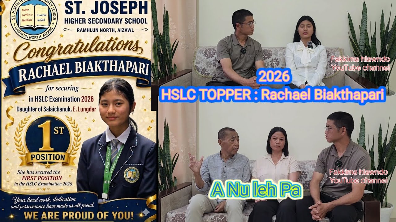 HSLC TOPPER-RACHAEL BIAKTHAPARI, E.LUNGDAR KAWMNA