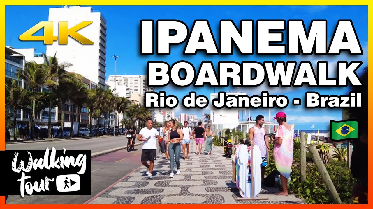 Walking Tour Ipanema Boardwalk Posto 9 Rio de Janeiro Brazil 4k