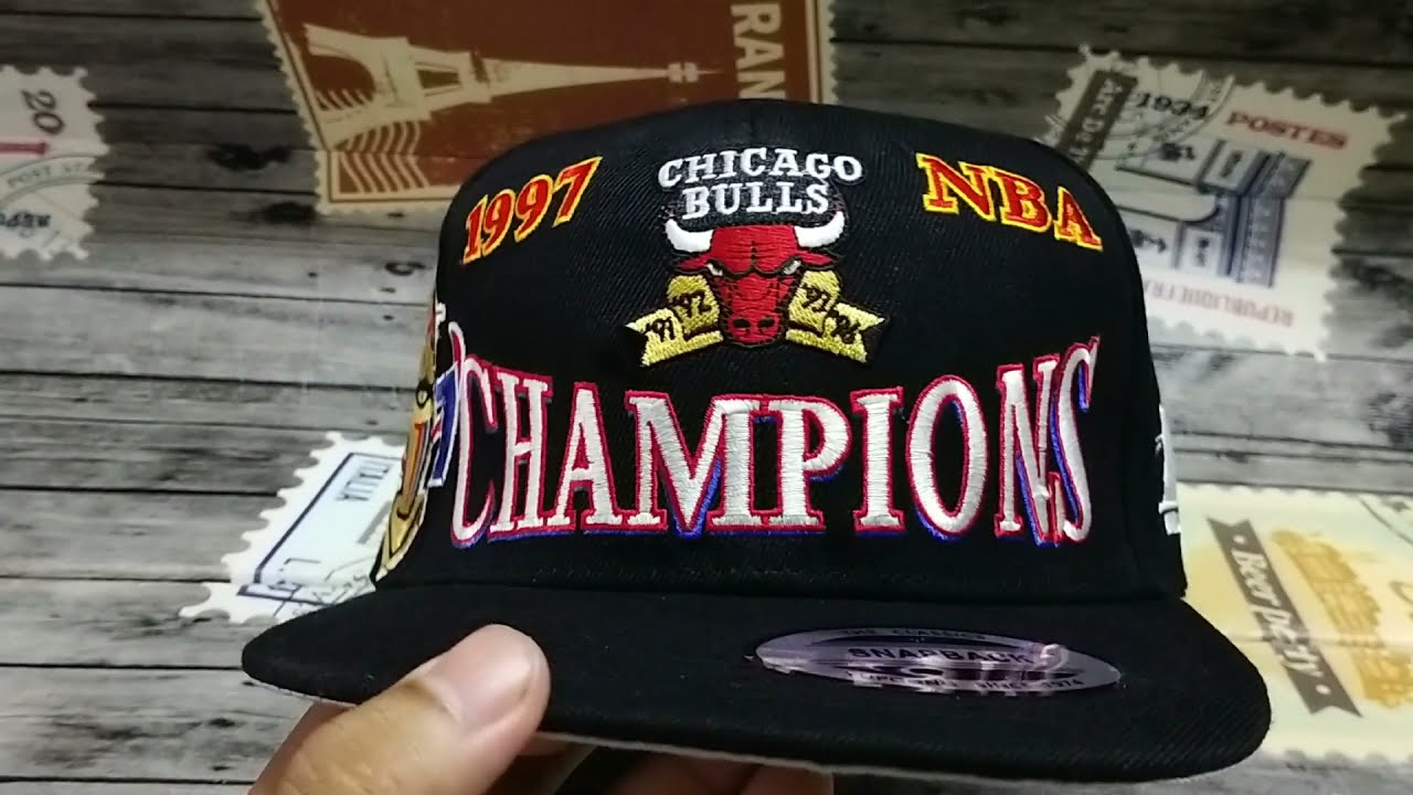 Fake Logo Athletic 1997 NBA Chicago Bulls Champions Snapback Hat - Black | Selling for $250,000