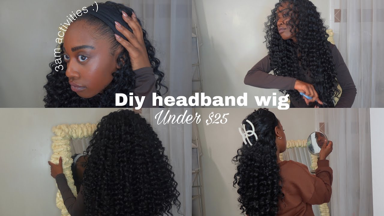 $25 DIY HEADBAND WIG // FAST & EASY INSTALL ...doing my hair @ 3am